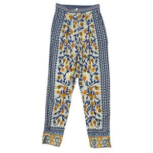 Farm Rio Tropical Tile Pants P US S Floral High Rise